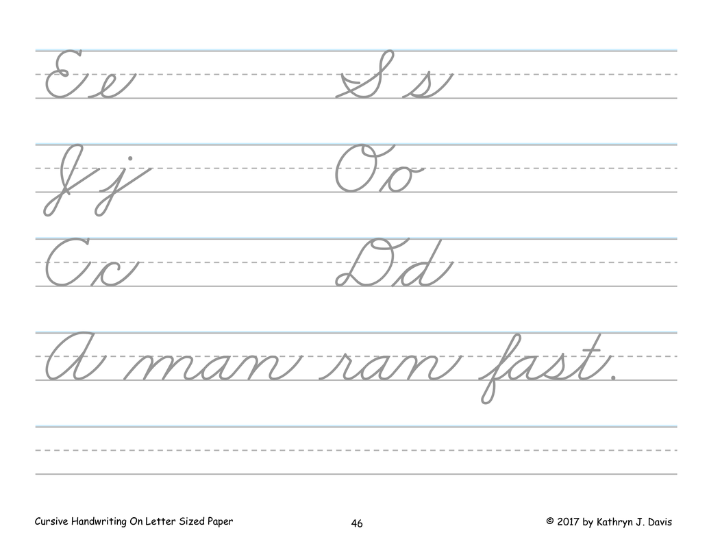 Cursive Handwriting On Letter Sized Paper